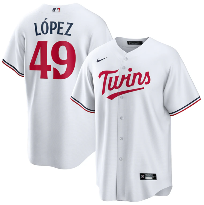 Men's Minnesota Twins #49 Pablo L??pez Navy Cool Base Stitched Jersey